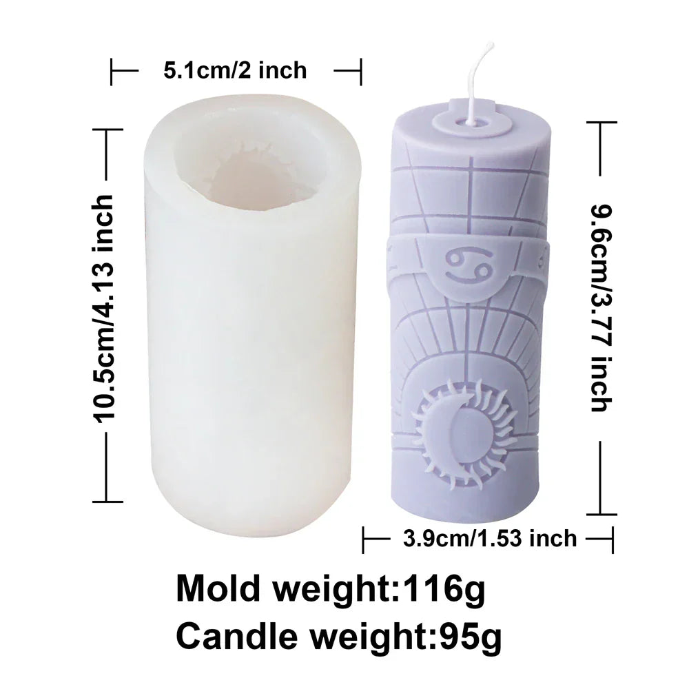3D Constellation Pillar Candle Mould for Zodiac Designs