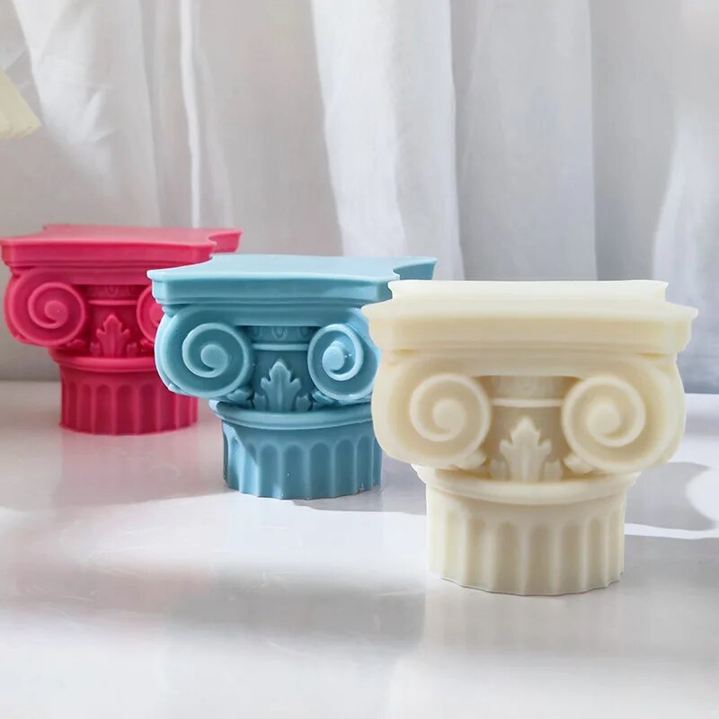 Large Roman Pillar Candle Mould Classic Corinthian