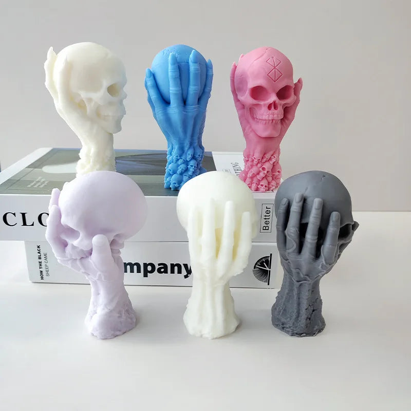 Large Hand Held Skull Candle Mould for Halloween DIY