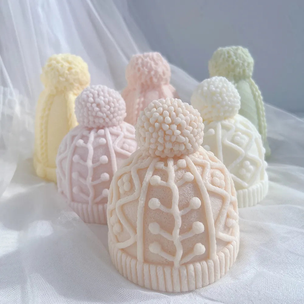 Christmas Winter knitted Hat Silicone Candle Mould