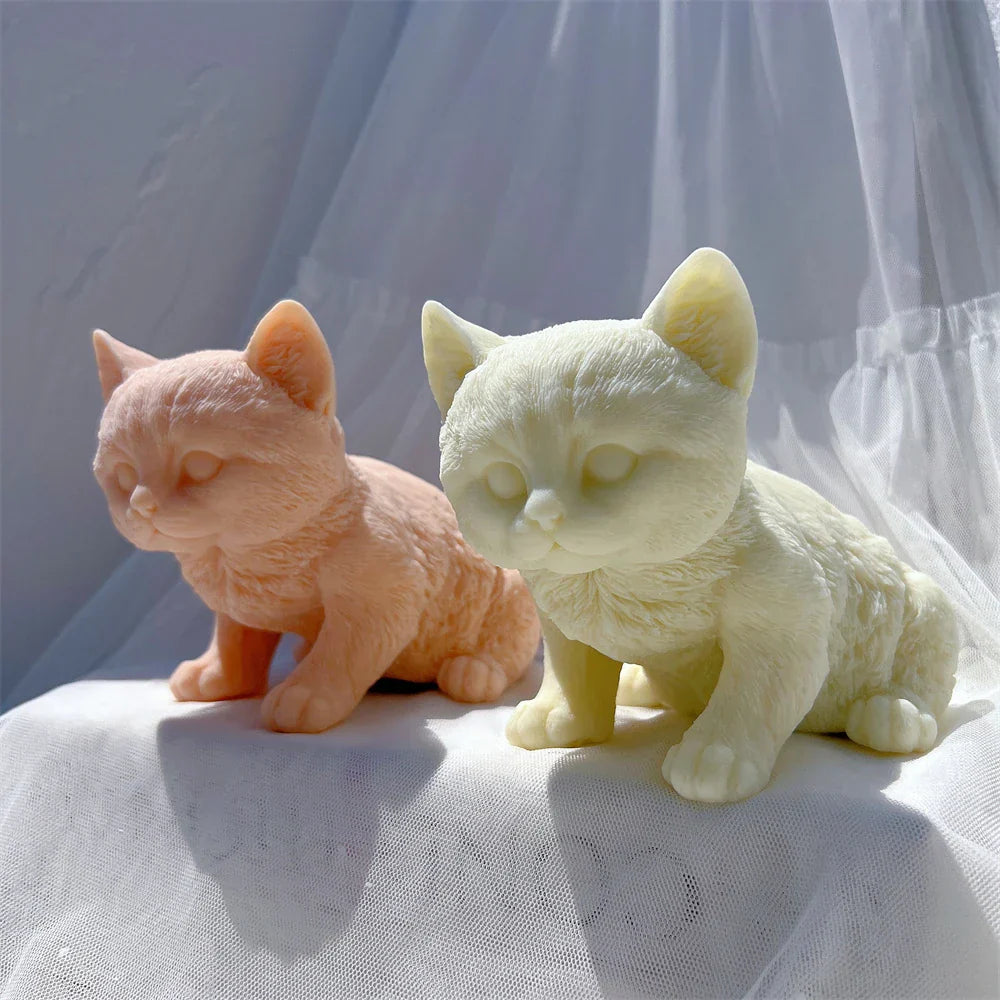 Kitten Sitting Statue Silicone Candle Mould