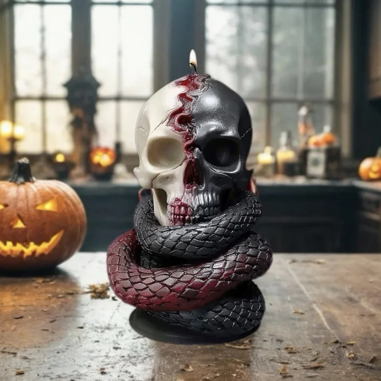 Halloween Handheld Rose Skull Candle Mould