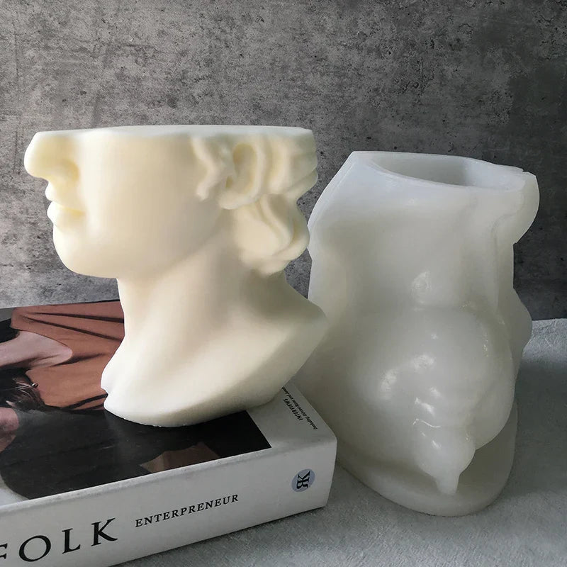 Half Face David Head Silicone Candle Mould