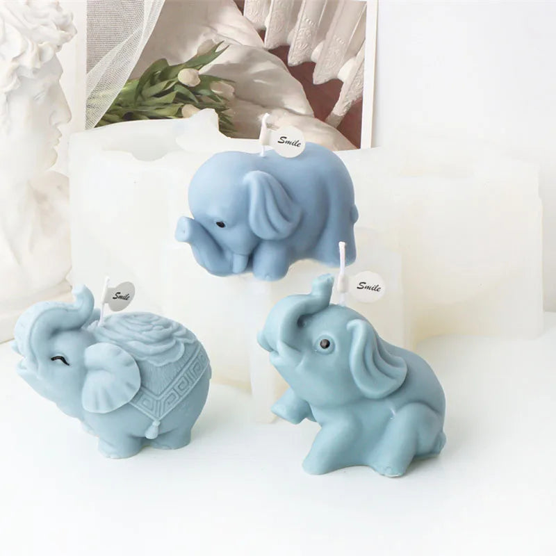 3D Playful Elephant Candle Silicone Mould