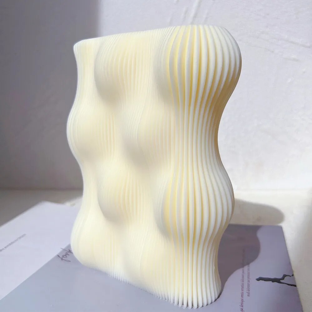Wave Twirl Rectangle Ribbed Candle Moulds