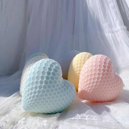 Honeycomb Pattern Heart Shape Candle Mould