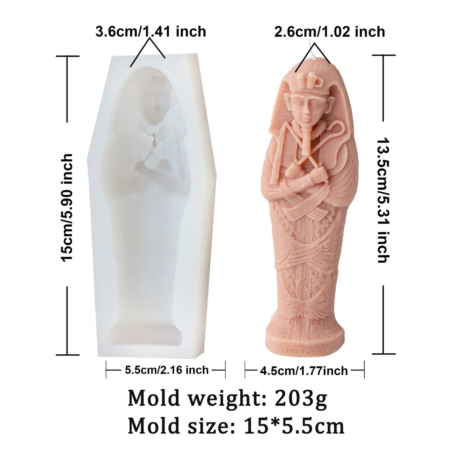 Egyptian mummy Candle Silicone Mould