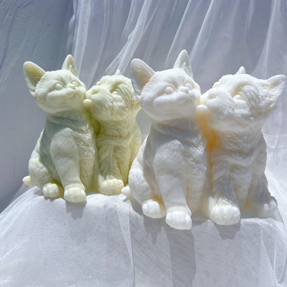 Dog Kiss Cat Candle Silicone Mould