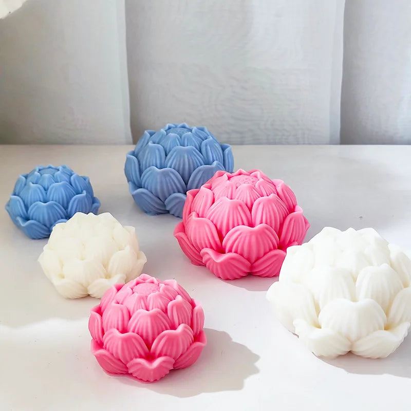 Lotus Flower with Buds Candle Silicone Mould
