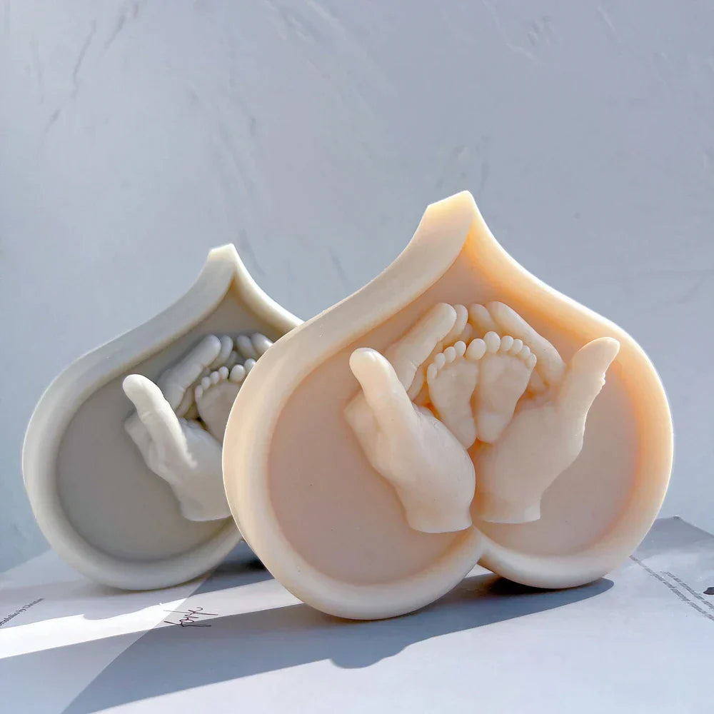 Cherished Baby Feet in Hands Candle Mould