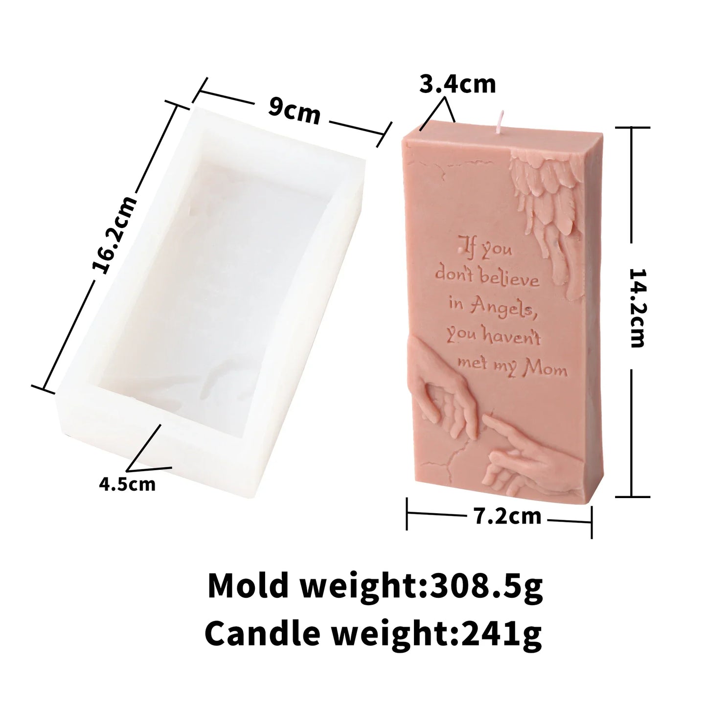 Luck Angel Slogan Letter Silicone Candle Mould - Mom