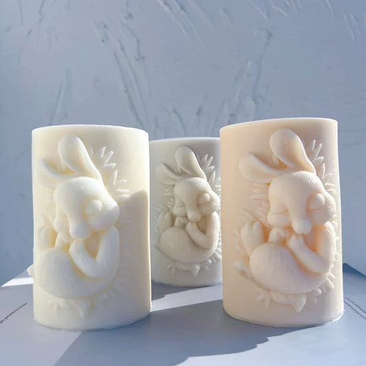 Easter Bunny Pillar Candle Mould Silicone