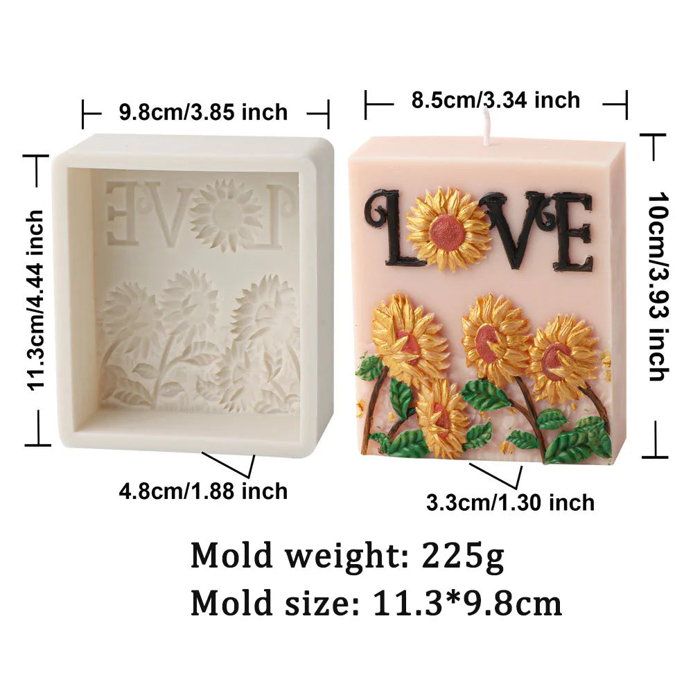 Sunflower Letters Slogan Candle Mould