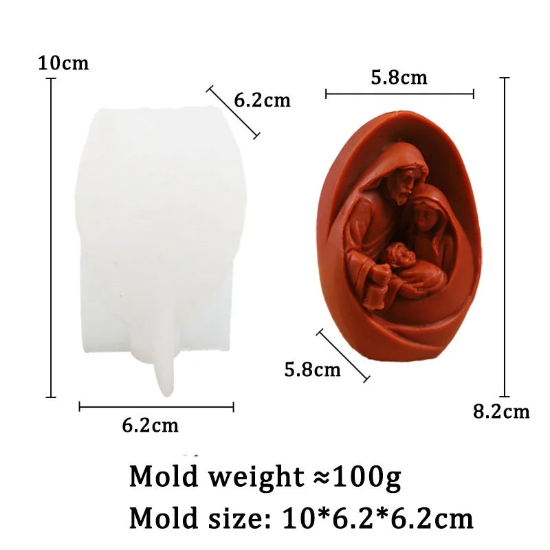 Jesus Family Statue Candle Silicone Mould