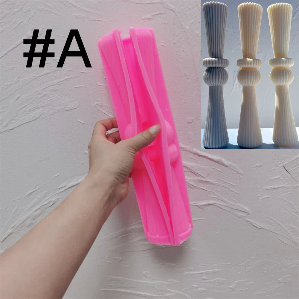 Geometric Abstract Decorative Striped Tall Candle Silicone Mould