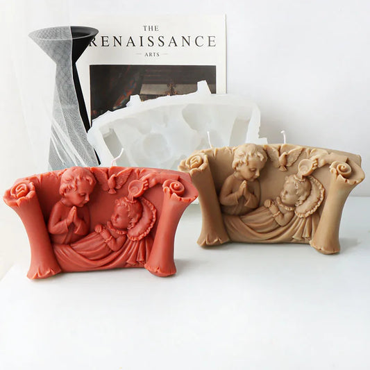 Large size Scroll Boy and Girl Candle Mould