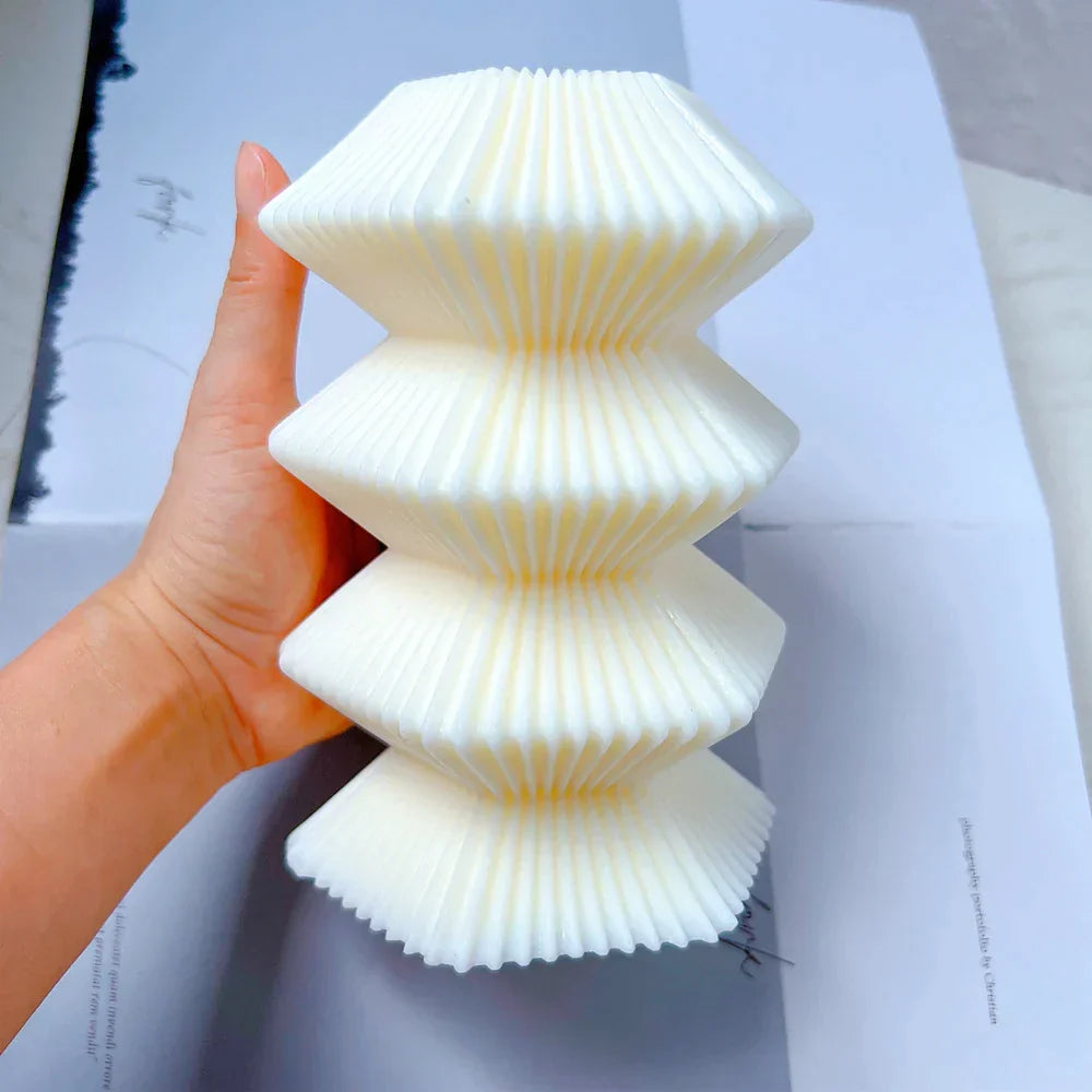Hexagon Ribbed Pillar Silicone Candle mould