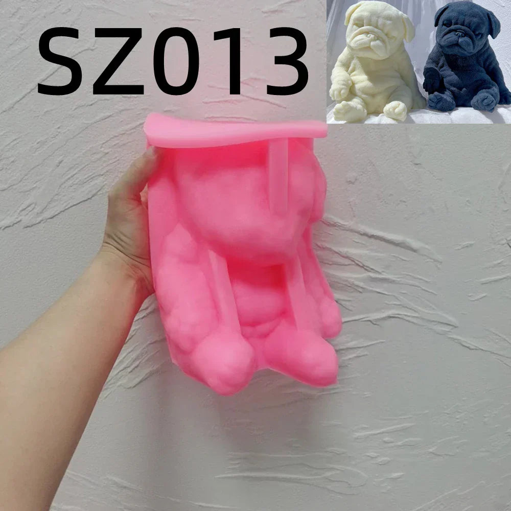 Sitting Sleeping Pug Puppy Candle Mould