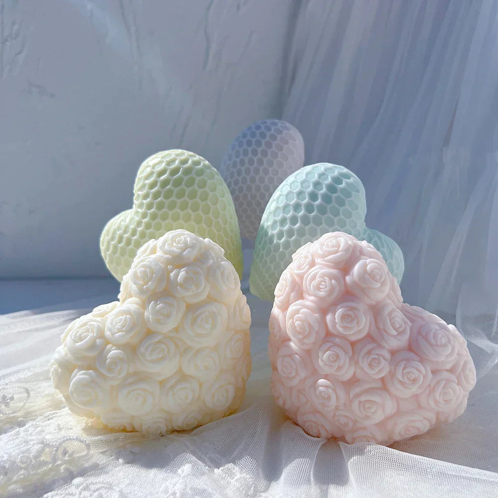 Honeycomb Pattern Heart Shape Candle Mould