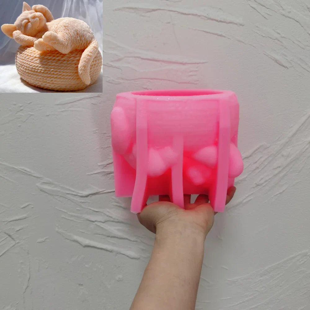 Cute Cat Statue Silicone Candle Mould