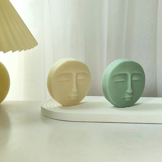 Circular Face Closed Eyes Silicone Candle Mould
