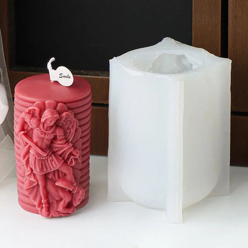Jesus and Virgin Cylinderical Striped Candle Silicone Mould