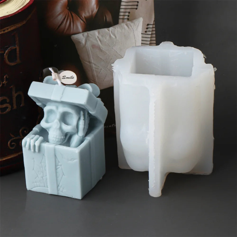 Skull Head Gift Box Candle Silicone Mould