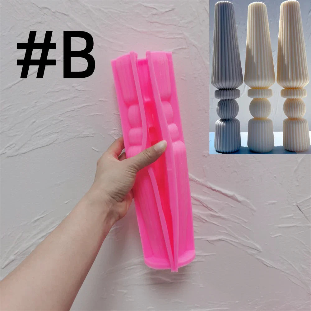 Geometric Abstract Decorative Striped Tall Candle Silicone Mould