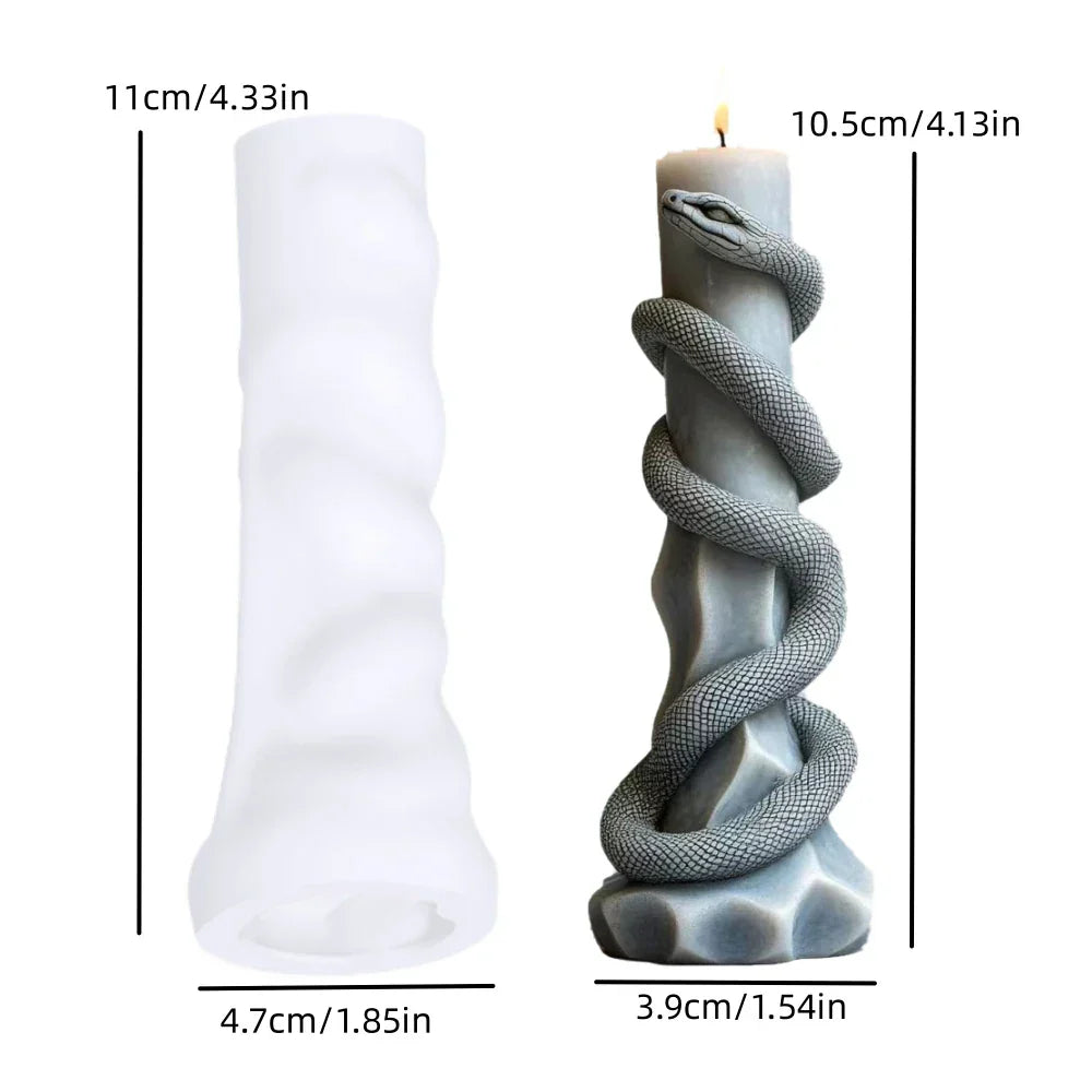 DIY Spiral Snake Relief Long Pole Candle Silicone Mould