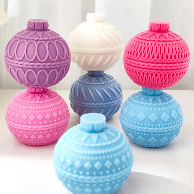 Rococo-style Linear Ball Baubles Candle Mould