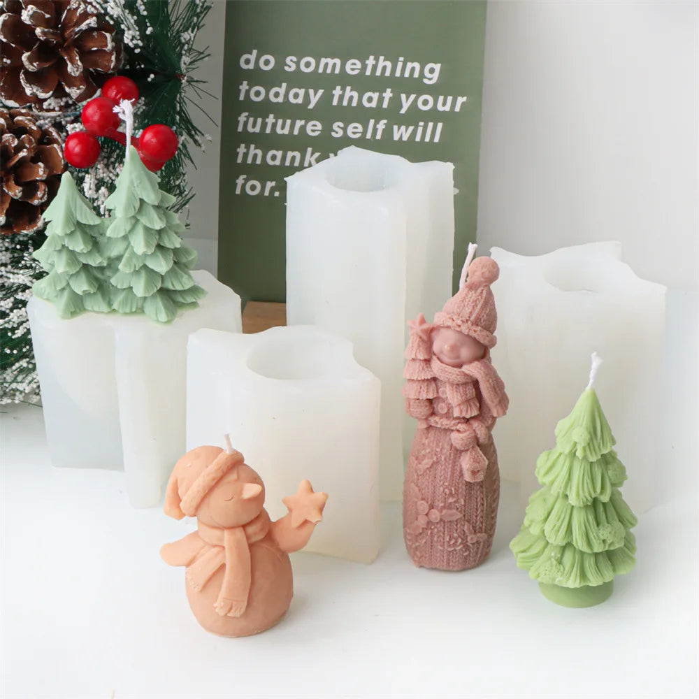 Snowman Christmas Tree Candle Silicone Mould