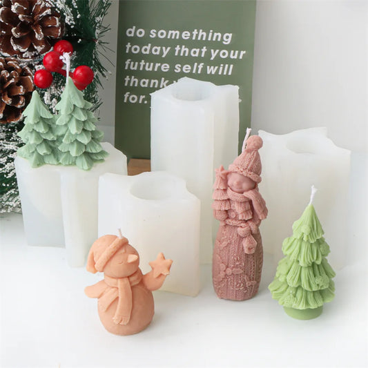 Snowman Christmas Tree Candle Silicone Mould