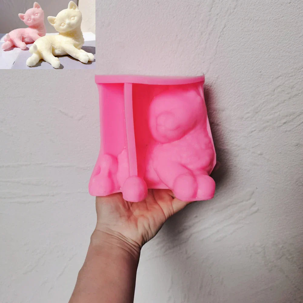 Sitting Cute Cat Silicone Candle Mould