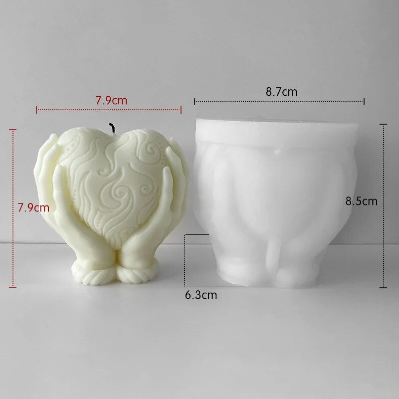Holding Heart Love Candle Mould