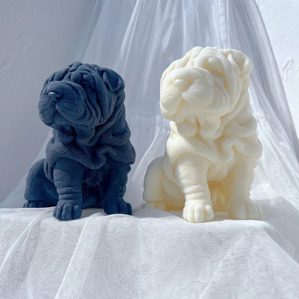 Shar Pei Dog Puppy Silcione Candle Mould