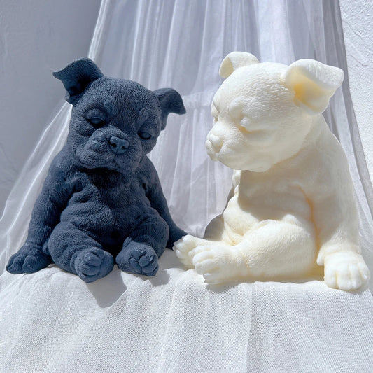 Sitting Sleeping Boston Terrier Puppy Candle Mould