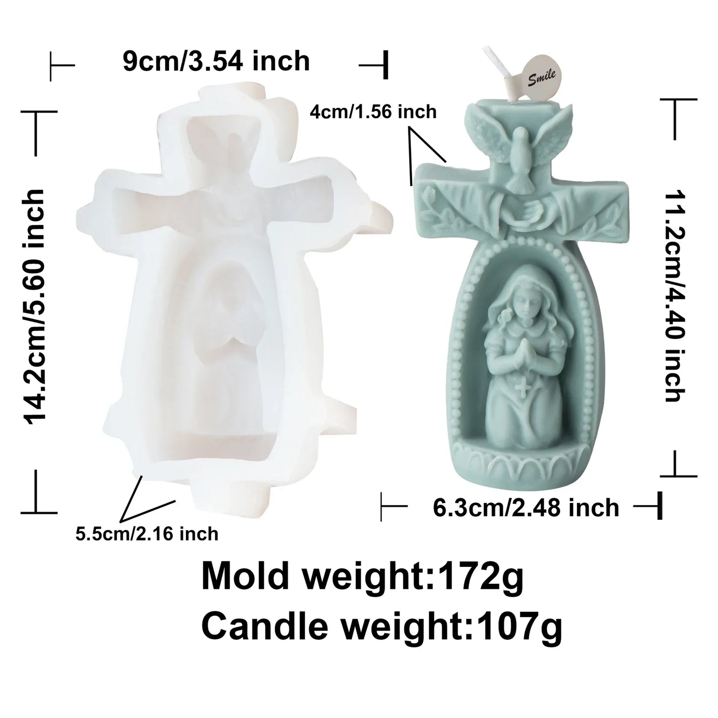 Cross Angel Boy and Girl Church Candle Mould