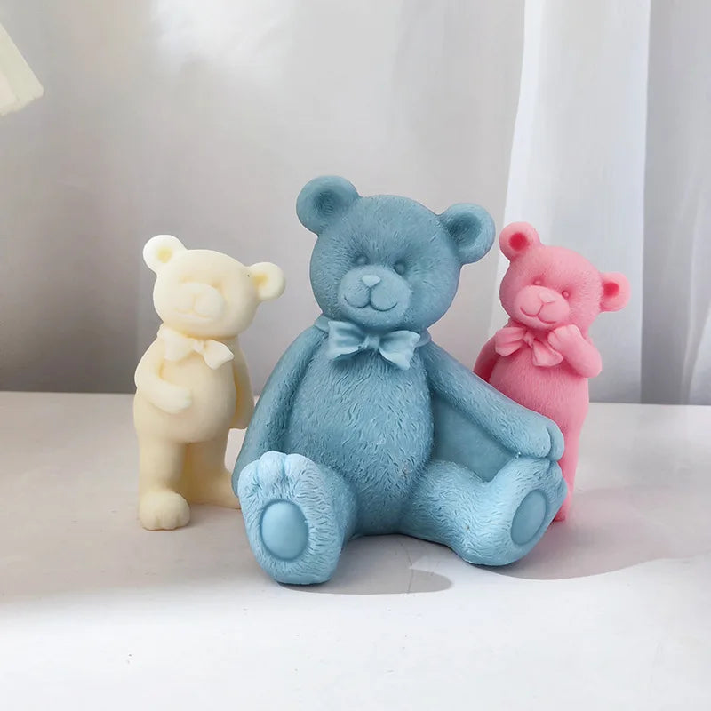 Bowtie Bear Family Candle Mould