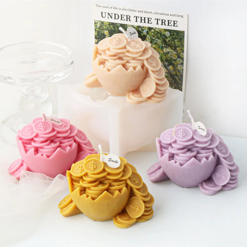 3D Coin Egg Breaking Candle Mould Silicone