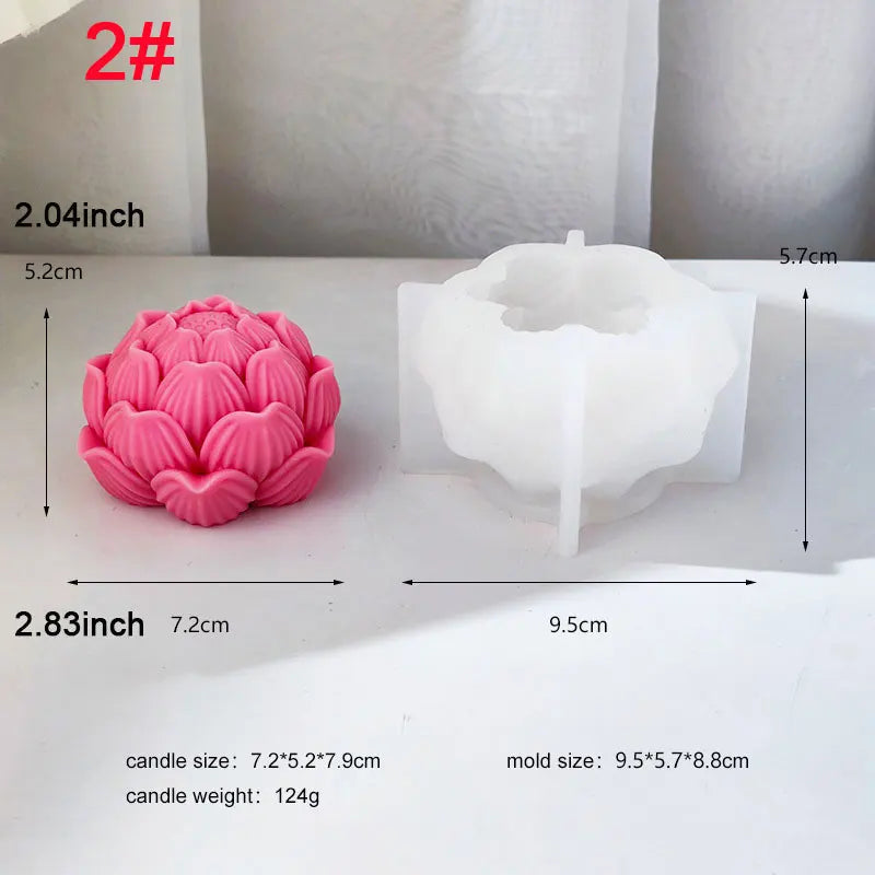 Lotus Flower with Buds Candle Silicone Mould