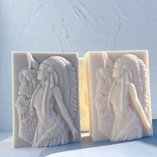 Ameican Indian Hunter Woman Candle Mould