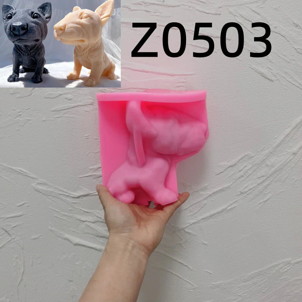 Bullhead Terrier Statue Candle Silicone Mould