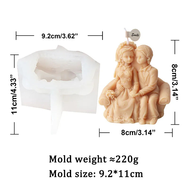 Bride and groom Wedding Ceremony Candle Mould Silicone