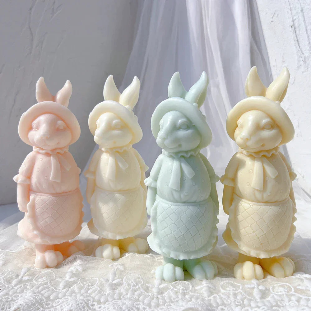 Apron Rabbit Girl Silicone Candle Moulds