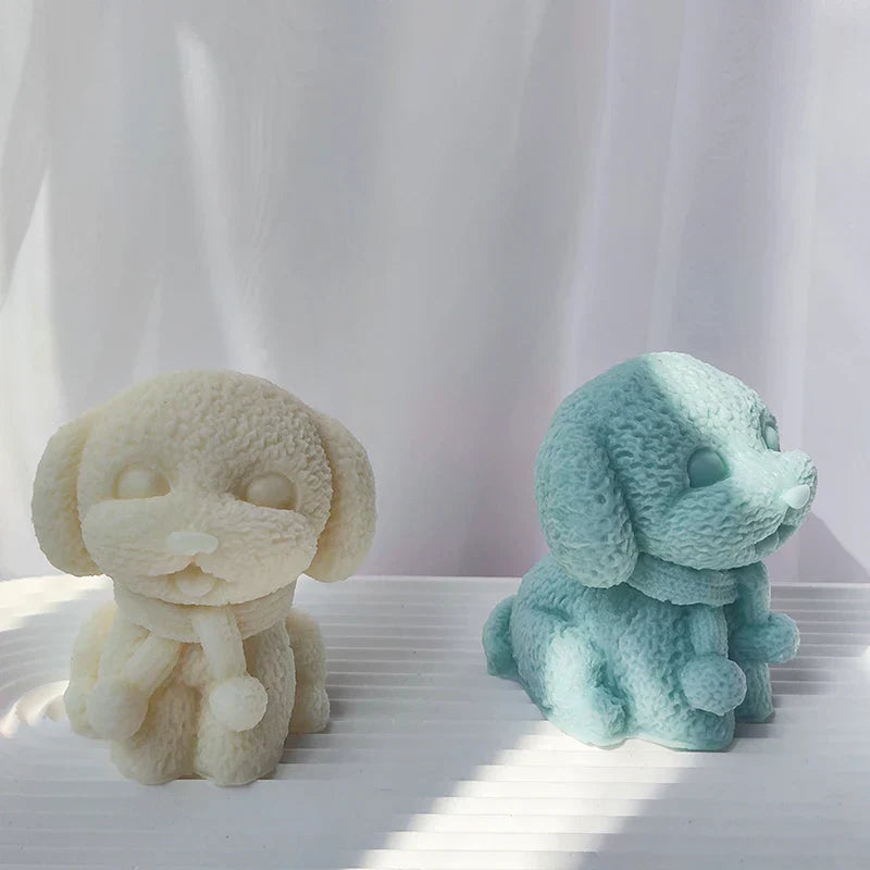 Adorable Scarf Wearing Dog Candle Mould