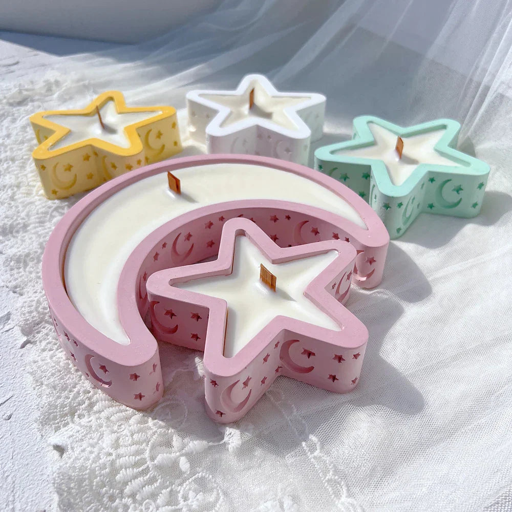 Eid Mubarak Candle Vessel Mould - Moon & Star