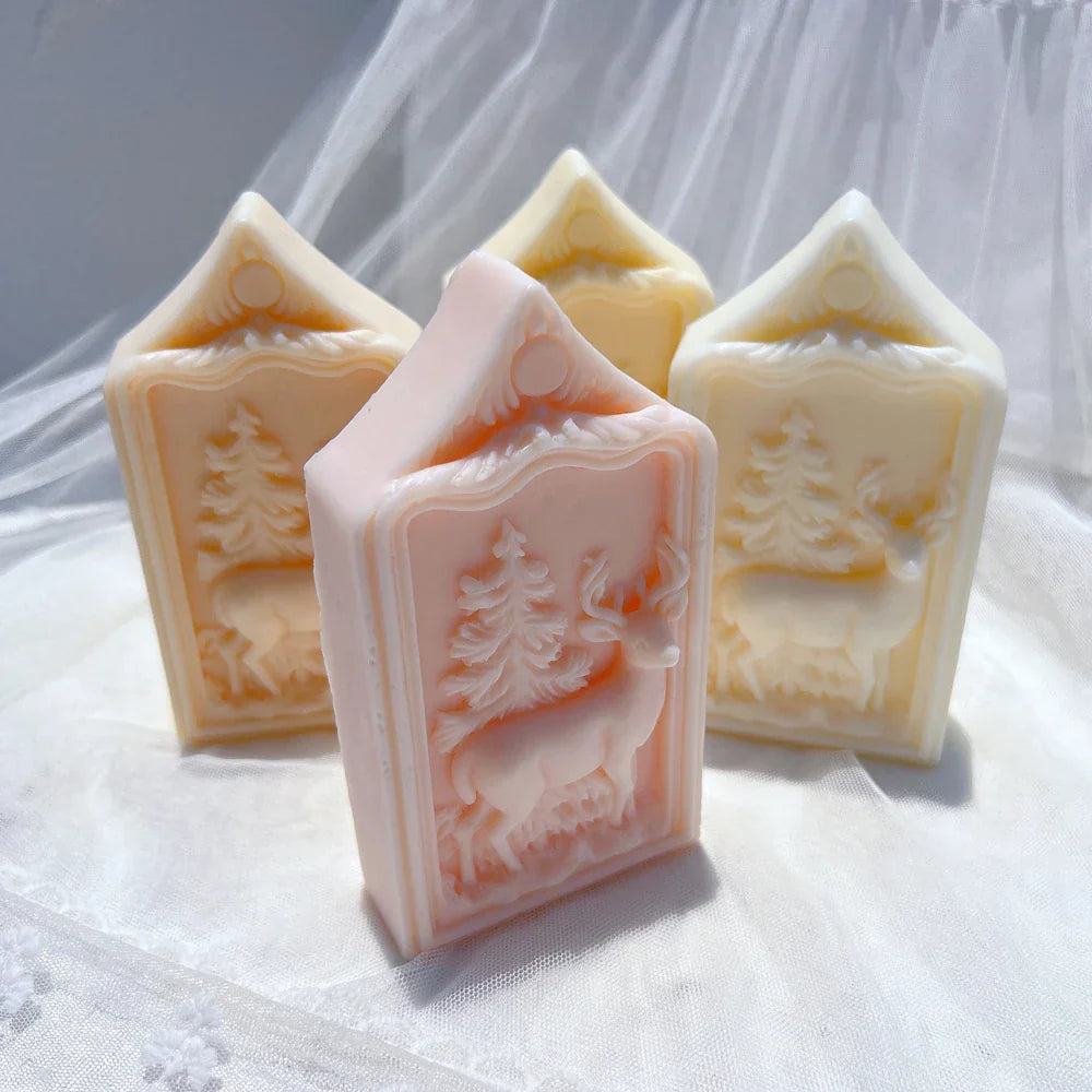Reindeer Christmas Ornaments Silicone Candle Mould