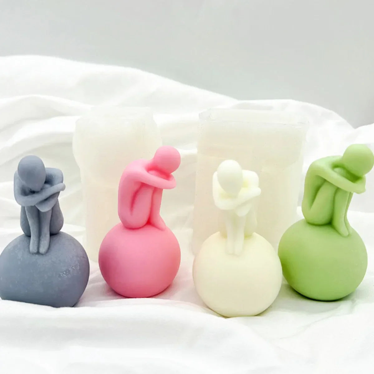 Alone Human Sculpture Candle Mould Silicone
