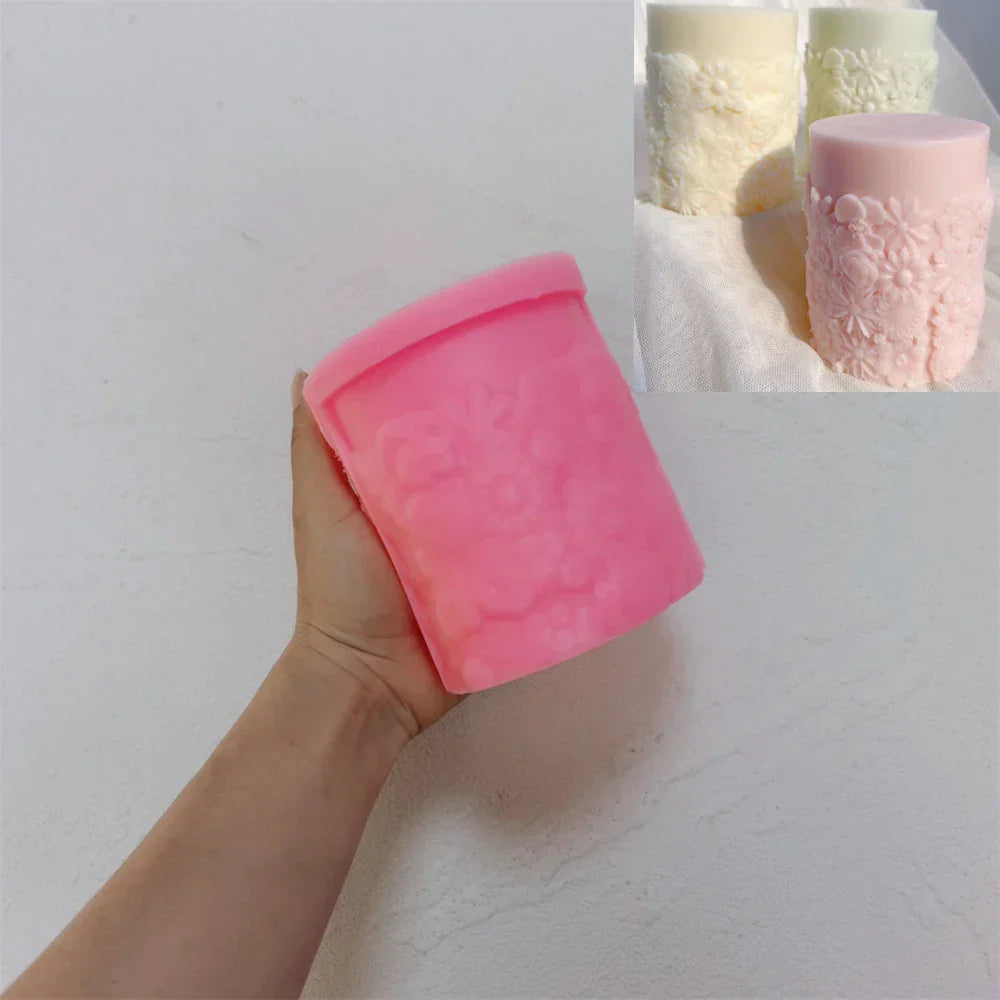 Flower Pillar Candle Mould for Floral Home Decor