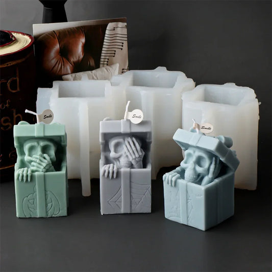 Skull Head Gift Box Candle Silicone Mould